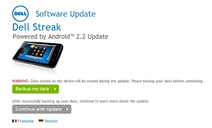 Dell Streak Android 2.2 Update